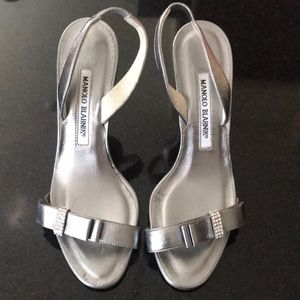 Manolo Blahnik silver stilettos